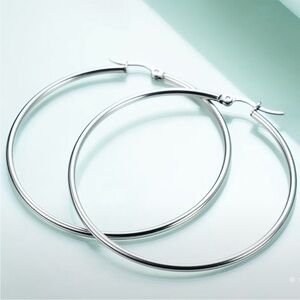 Elegant Silver Color Hoop Earrings